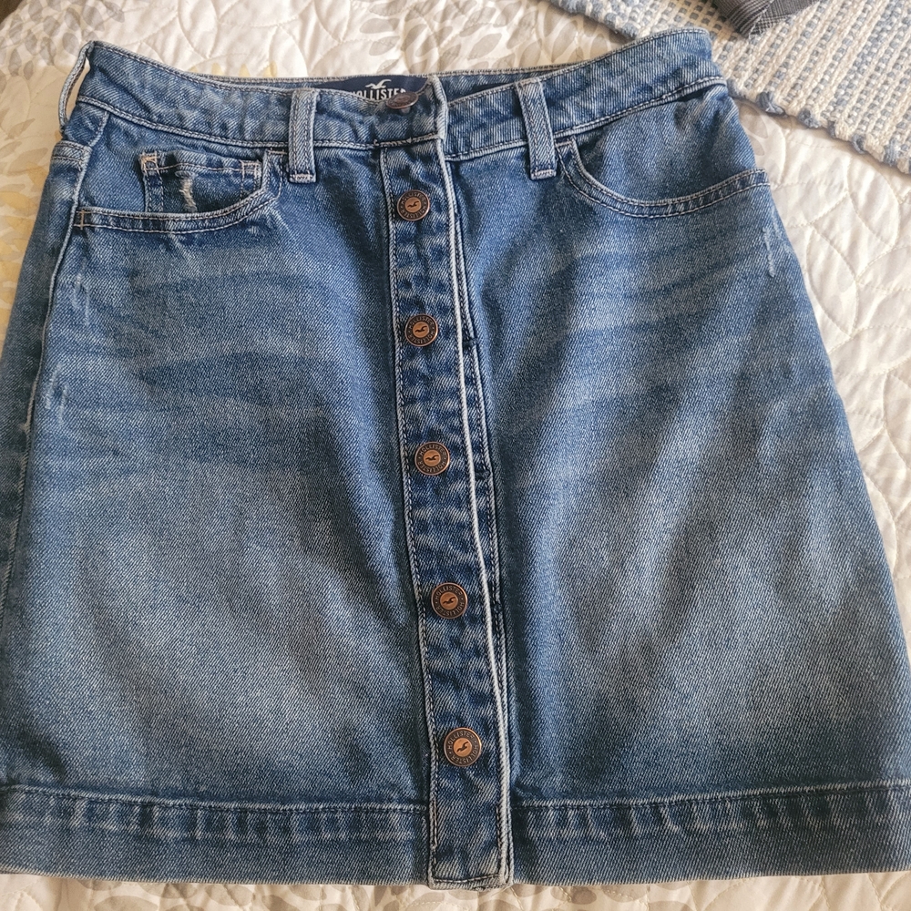 Hollister Blue Denim A-Line Skirt
